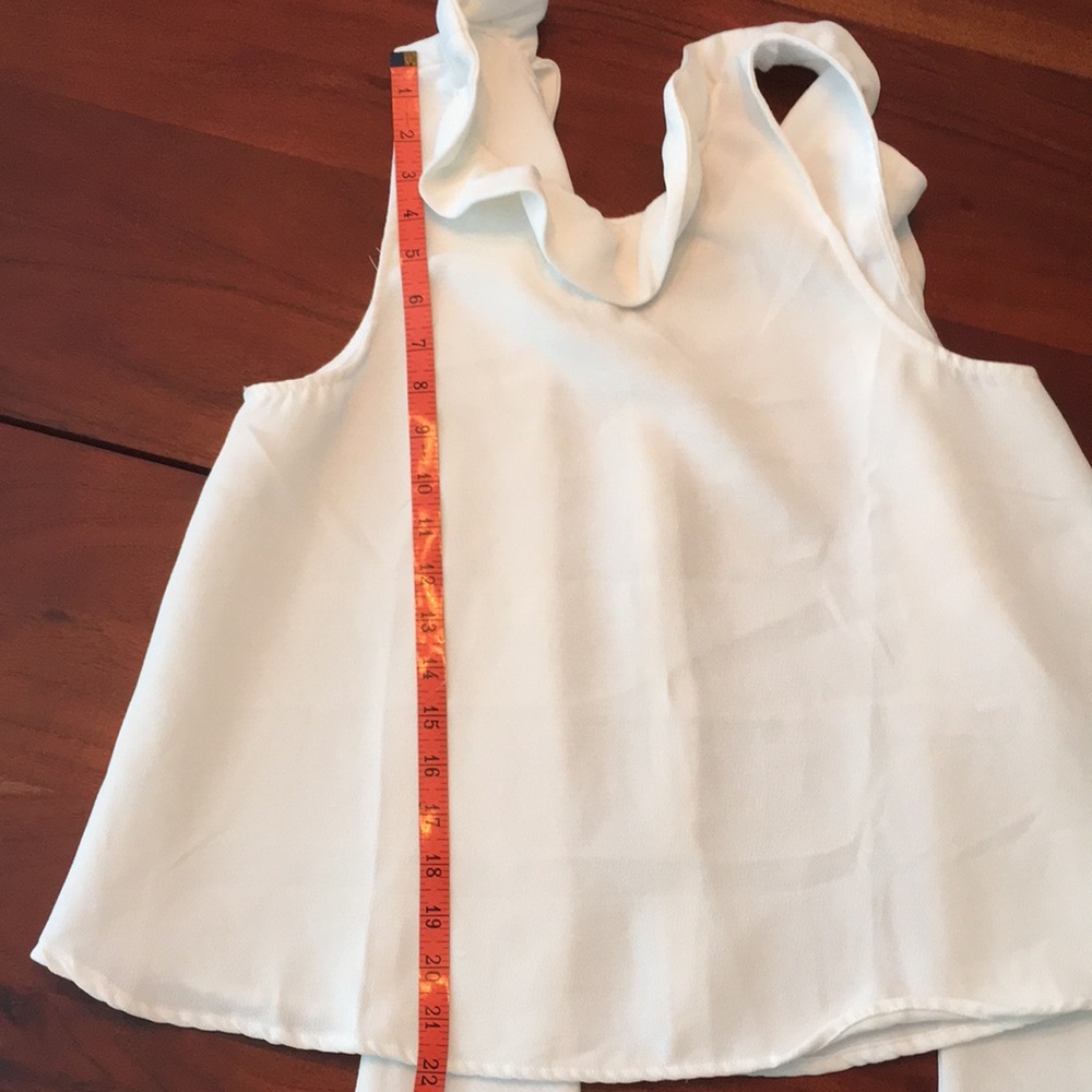 Tuckernuck Mason ruffle neck blouse in cream white  S - Picture 6 of 10
